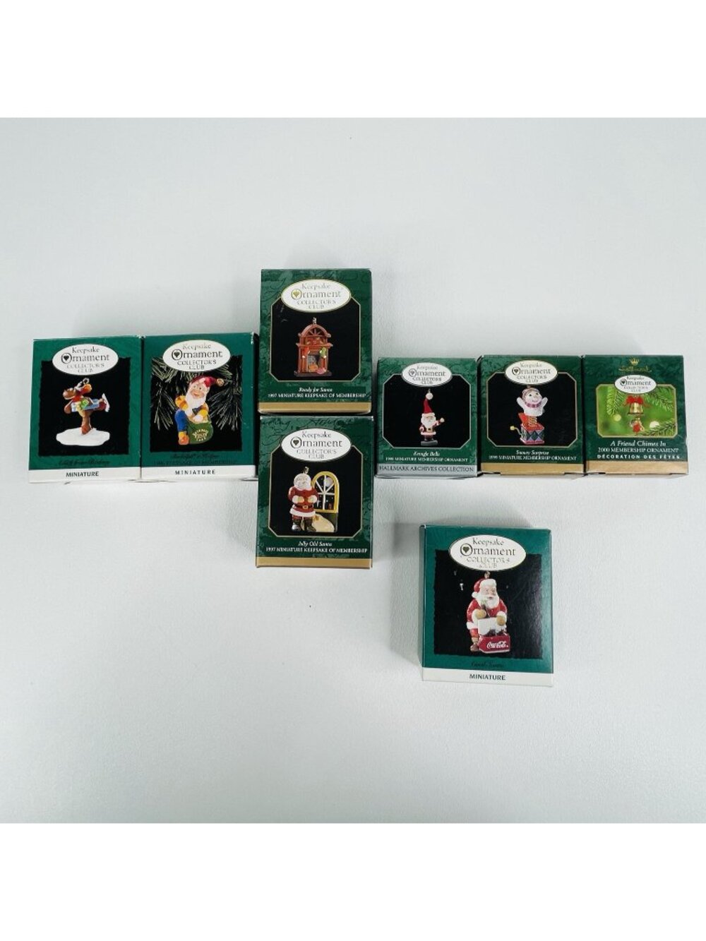 Lot of 8 Hallmark Keepsake Ornament Collector’s Club 1995-2000 & Cool Santa